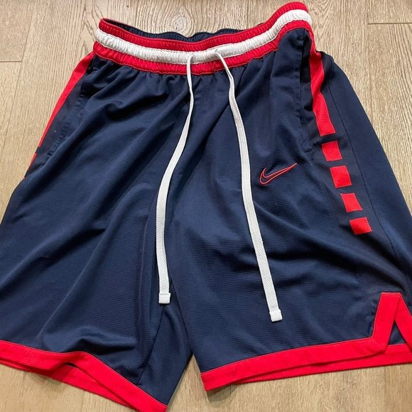 Nike- Men's Blue/Orange Elite Stripe DRI-FIT Basketball Shorts - Picture 1 of 5